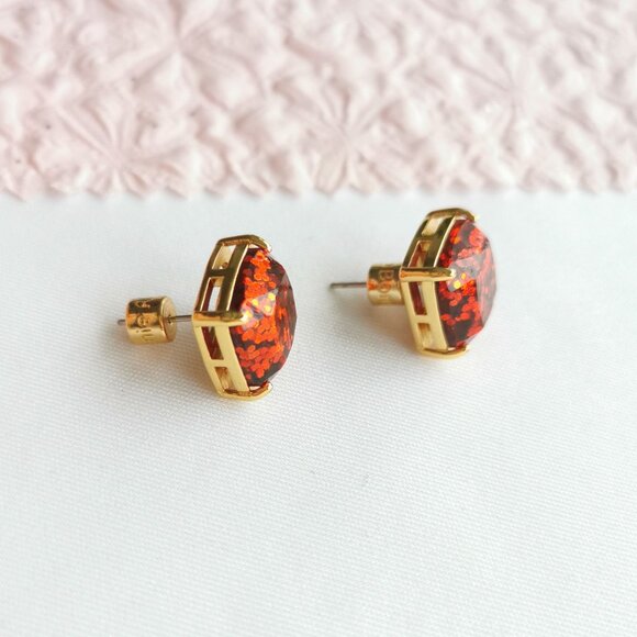 Kate Spade Small Square Red Stud Earrings - Picture 2 of 3